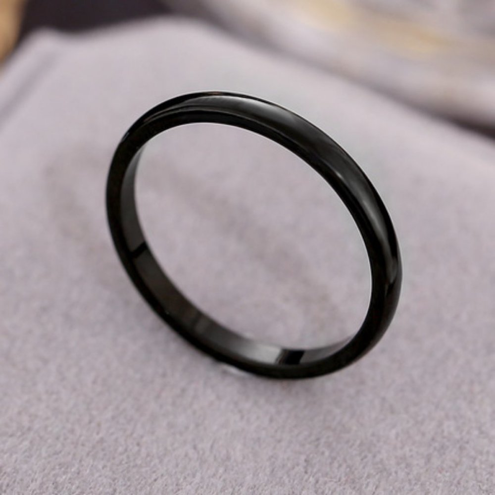 NEW Simple Black 2mm Stackable Band Ring